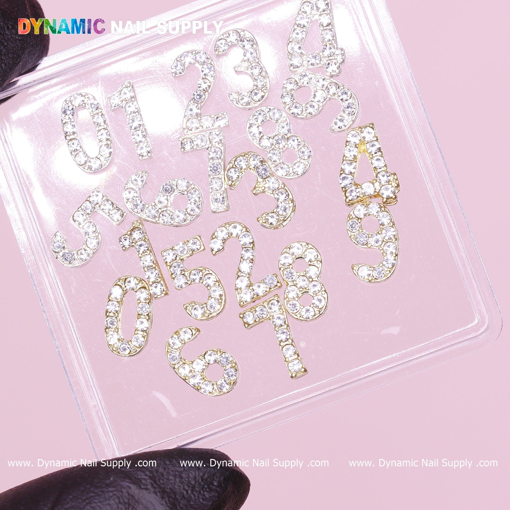 20 pcs Gold and Silver 3D Number Charm with Rhinestone (0 to 9)
