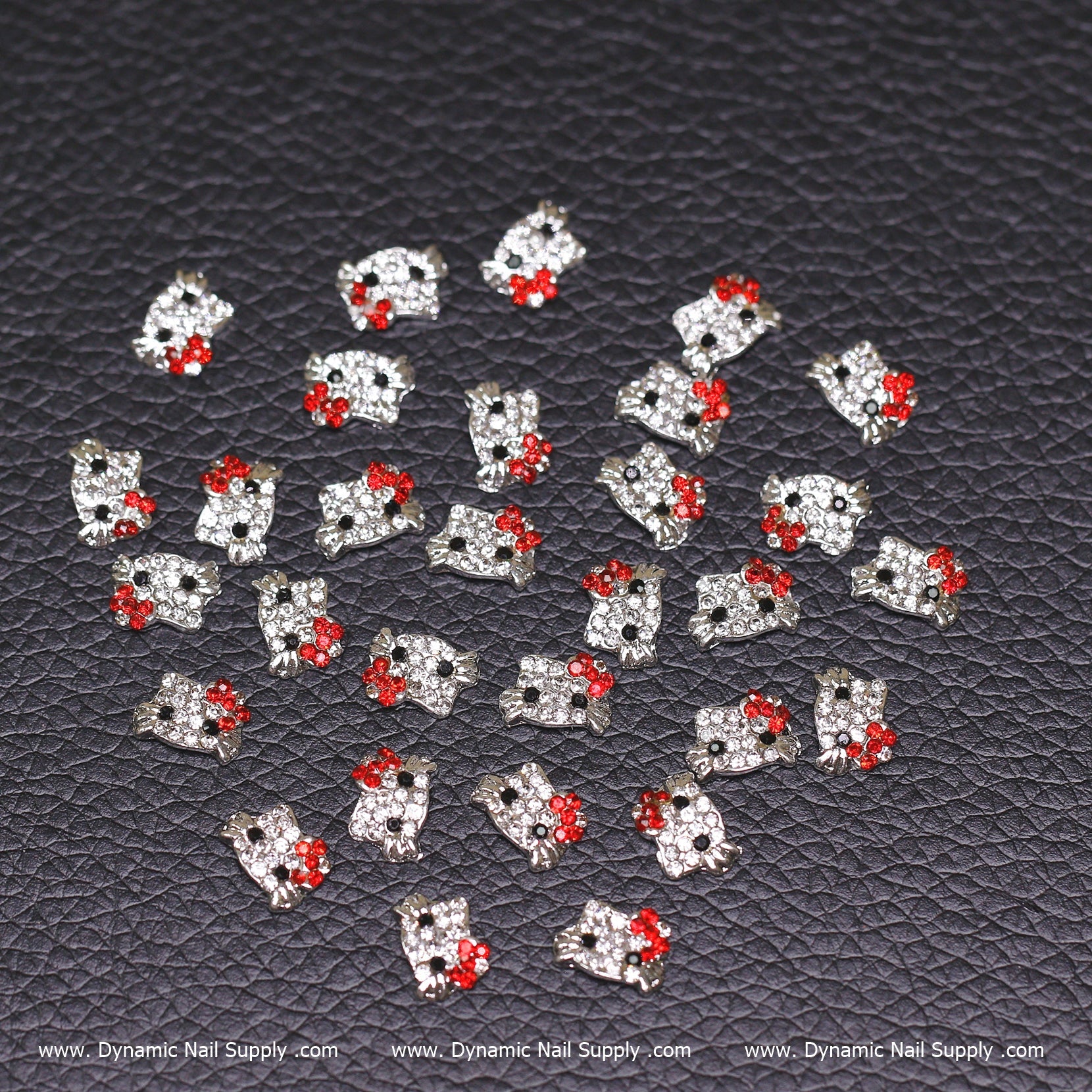 (Red) 30 pcs Metal Hell0 Kitty Design Nail Charms (zircon alloy charm)