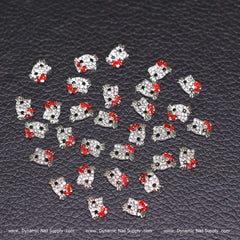 (Red) 30 pcs Metal Hell0 Kitty Design Nail Charms (zircon alloy charm)