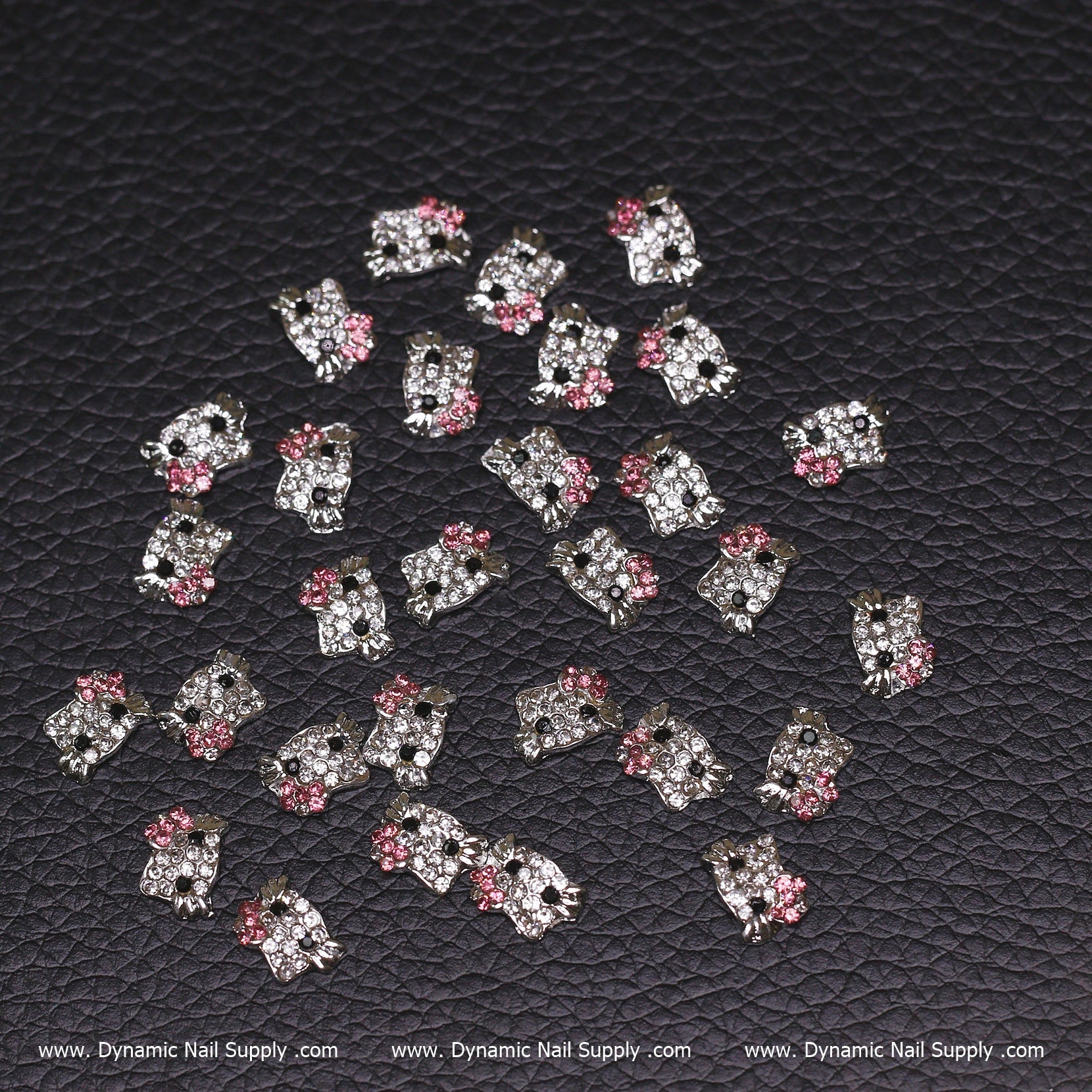 (Light Pink) 30 pcs Metal Hell0 Kitty Design Nail Charms (zircon alloy charm)