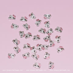 (Light Pink) 30 pcs Metal Hell0 Kitty Design Nail Charms (zircon alloy charm)
