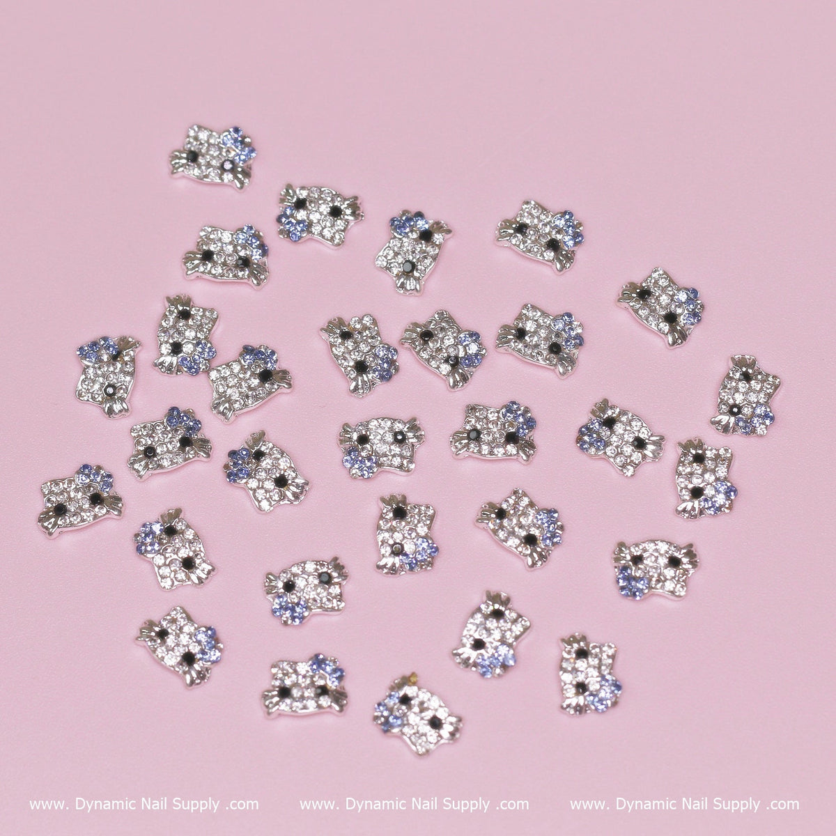 (Light Blue) 30 pcs Metal Hell0 Kitty Design Nail Charms (zircon alloy charm)