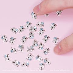 (Light Cyan) 30 pcs Metal Hell0 Kitty Design Nail Charms (zircon alloy charm)