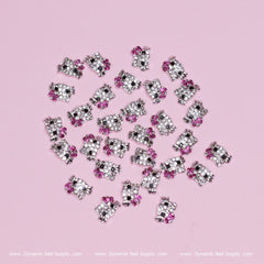 (Magenta) 30 pcs Metal Hell0 Kitty Design Nail Charms (zircon alloy charm)