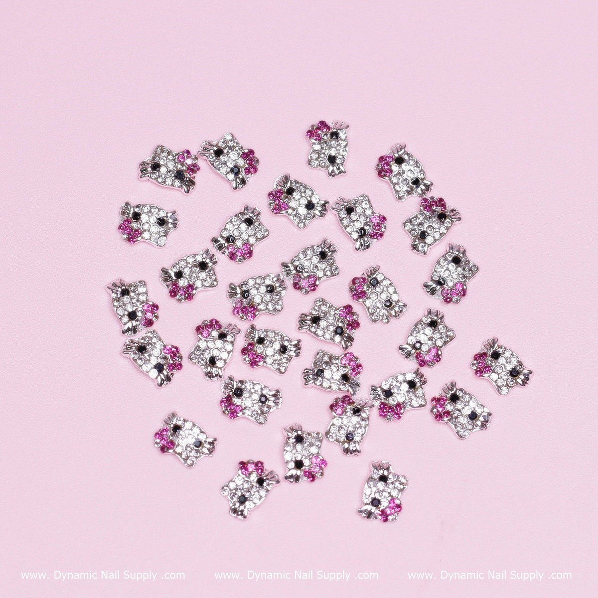 (Magenta) 30 pcs Metal Hell0 Kitty Design Nail Charms (zircon alloy charm)