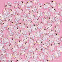 (Clear & Blue) 100 pcs Cute Resin Hell0 Kitty Design Nail Charms