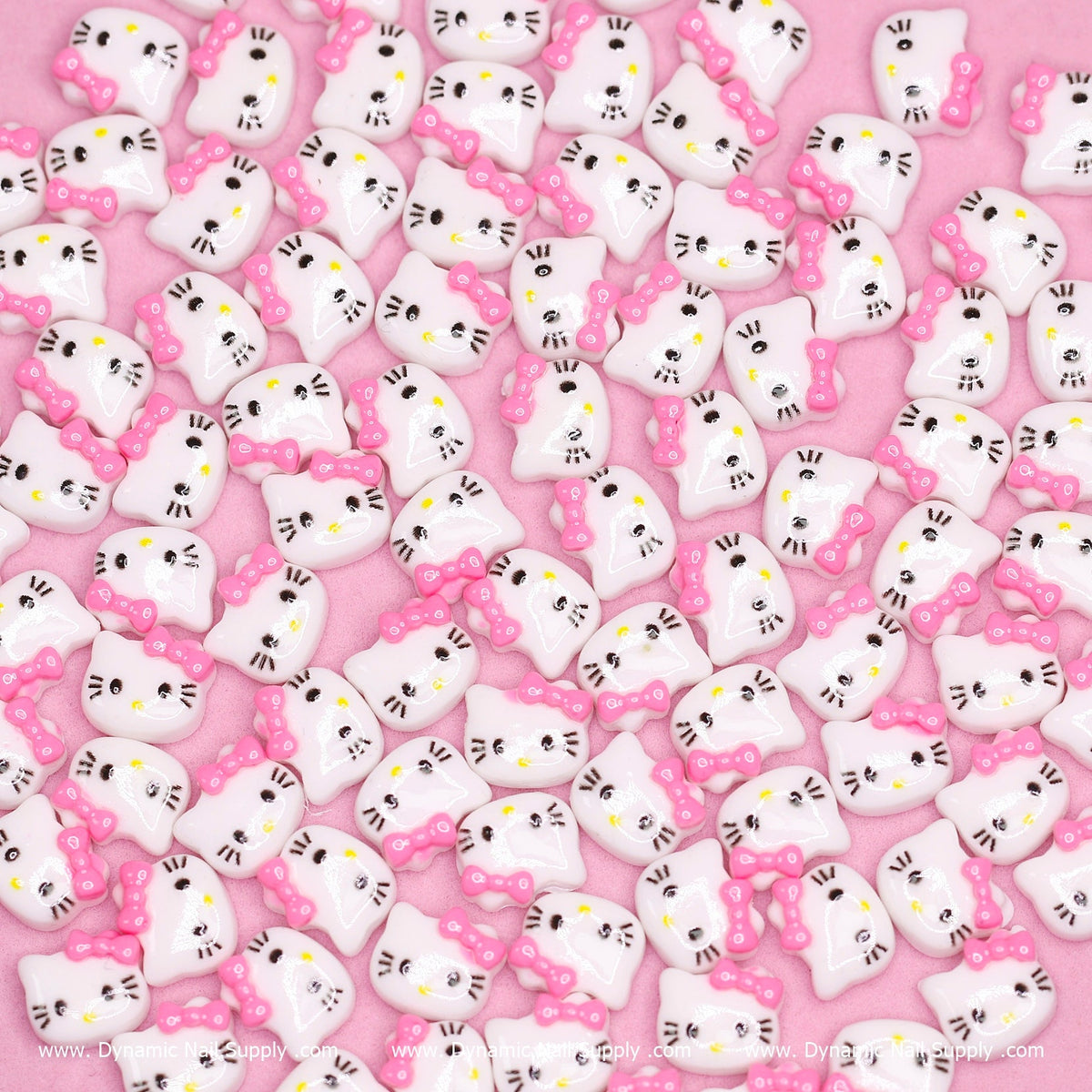 (Pink) 100 pcs Cute Resin Hell0 Kitty Design Nail Charms