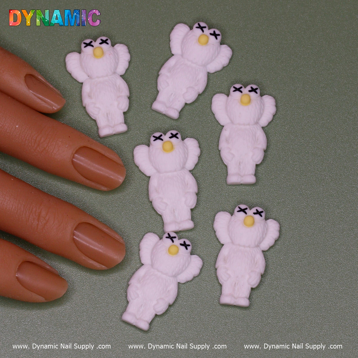 6 pcs KAWS Nail Designer Charms (Pure White)
