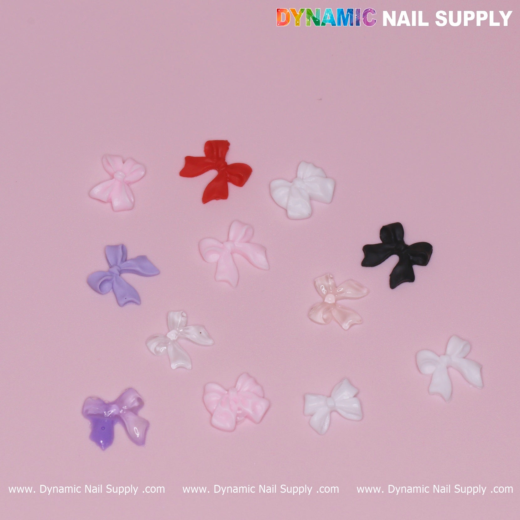 60 pcs Mixed Colors Resin Bows Charm for Nails Art Design