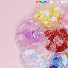 Colorful 3D Mix-shapes charms (Resin flower, roses, bear, heart, snake) for Spring Nails Art design