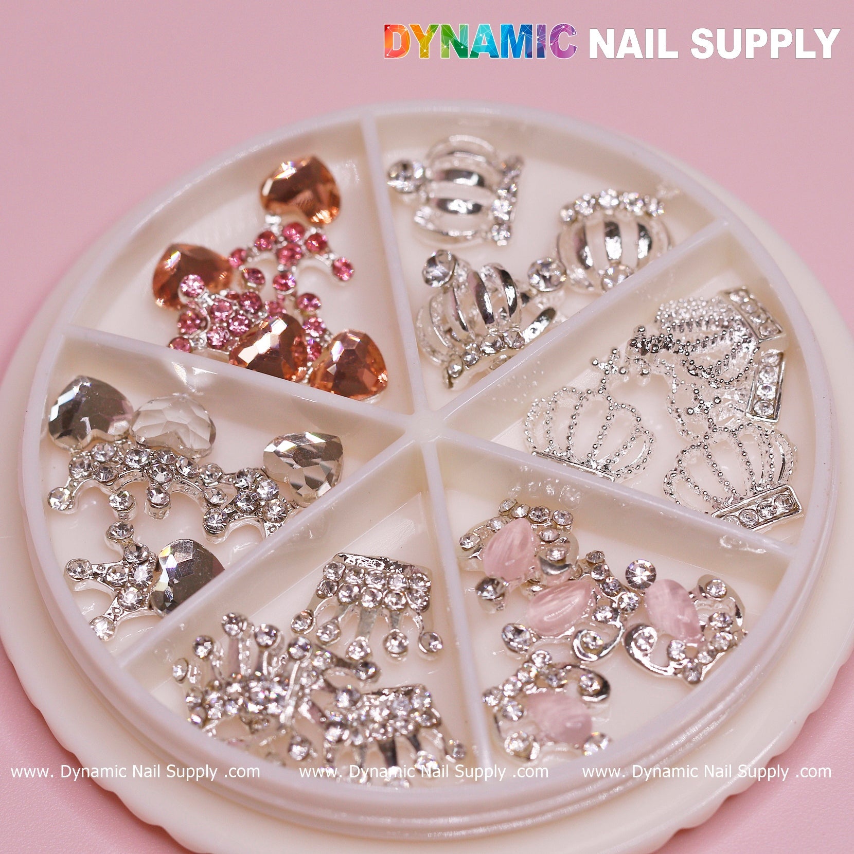 24 pcs Luxury 3D Crown Charms (Rhinestone engraved) for Valentines Nail Designs