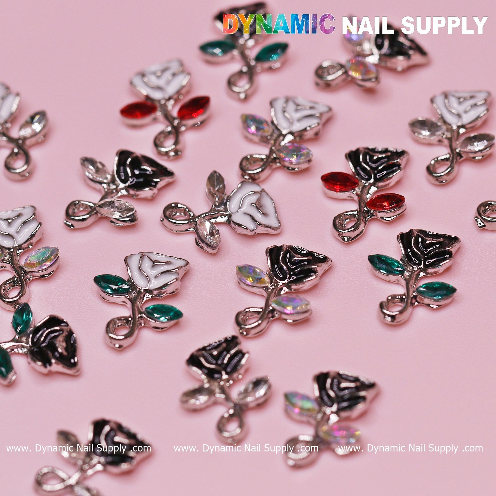 20 pcs Rose flower Charm for Valentine Nails Art Design