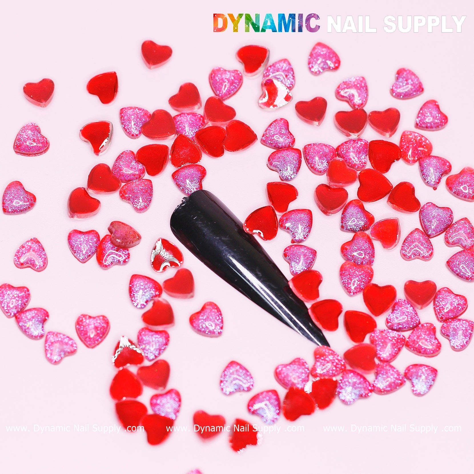 90 pcs Red Resin Heart Shape Charm for Valentine Nails Design