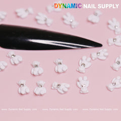 20 pcs White Teddy Bear Charm for Valentines Nail Design