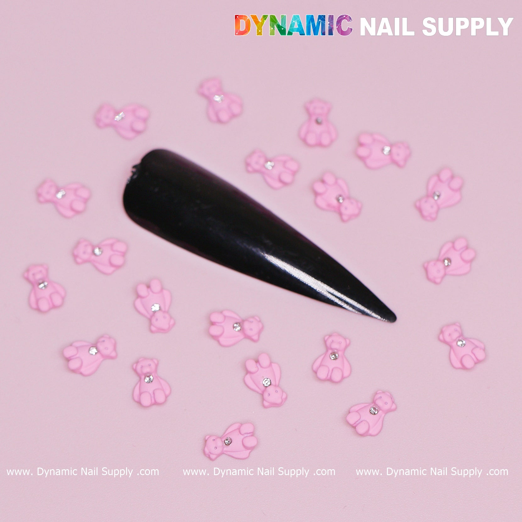 20 pcs Pink Teddy Bear Charm for Valentines Nail Design