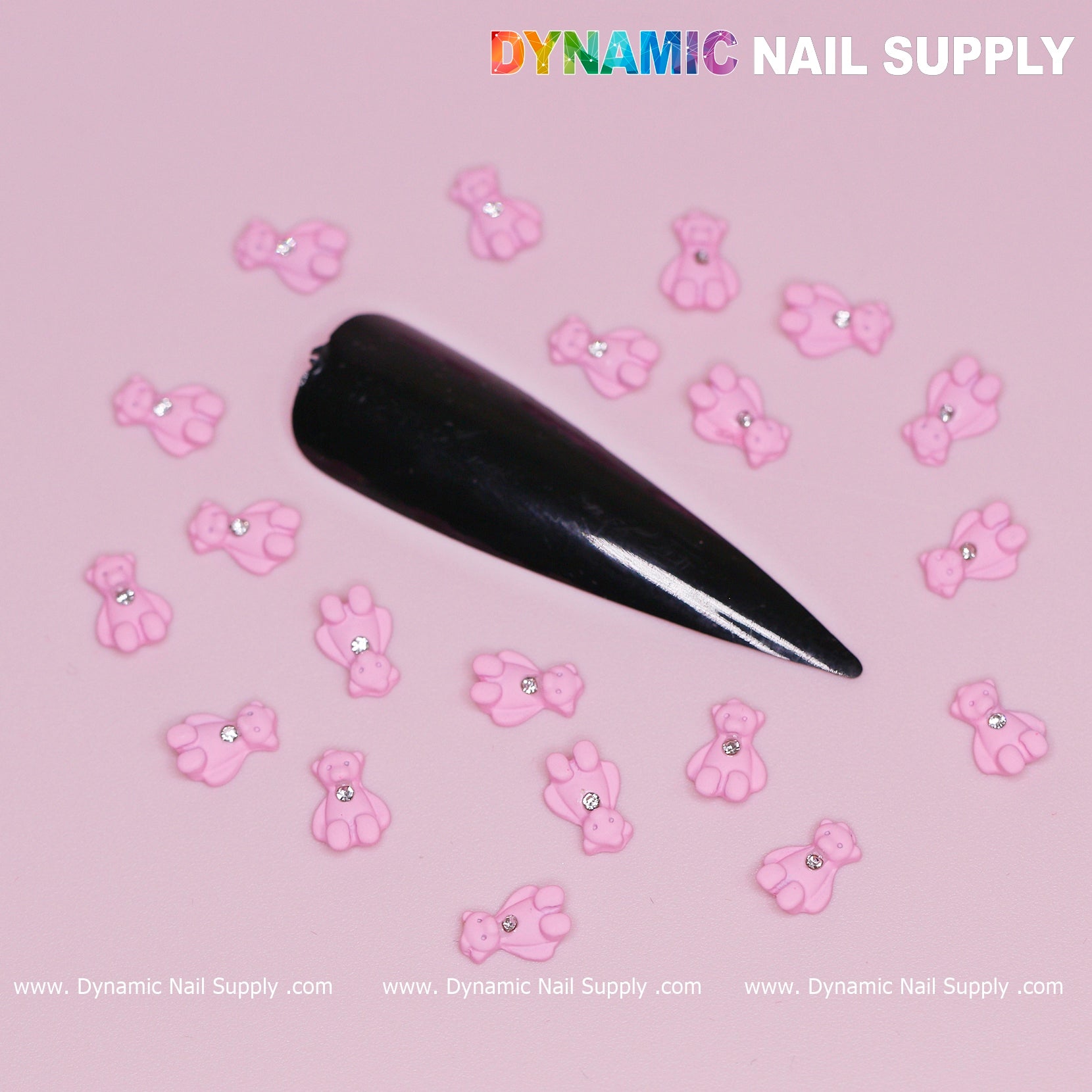 20 pcs Pink Teddy Bear Charm for Valentines Nail Design