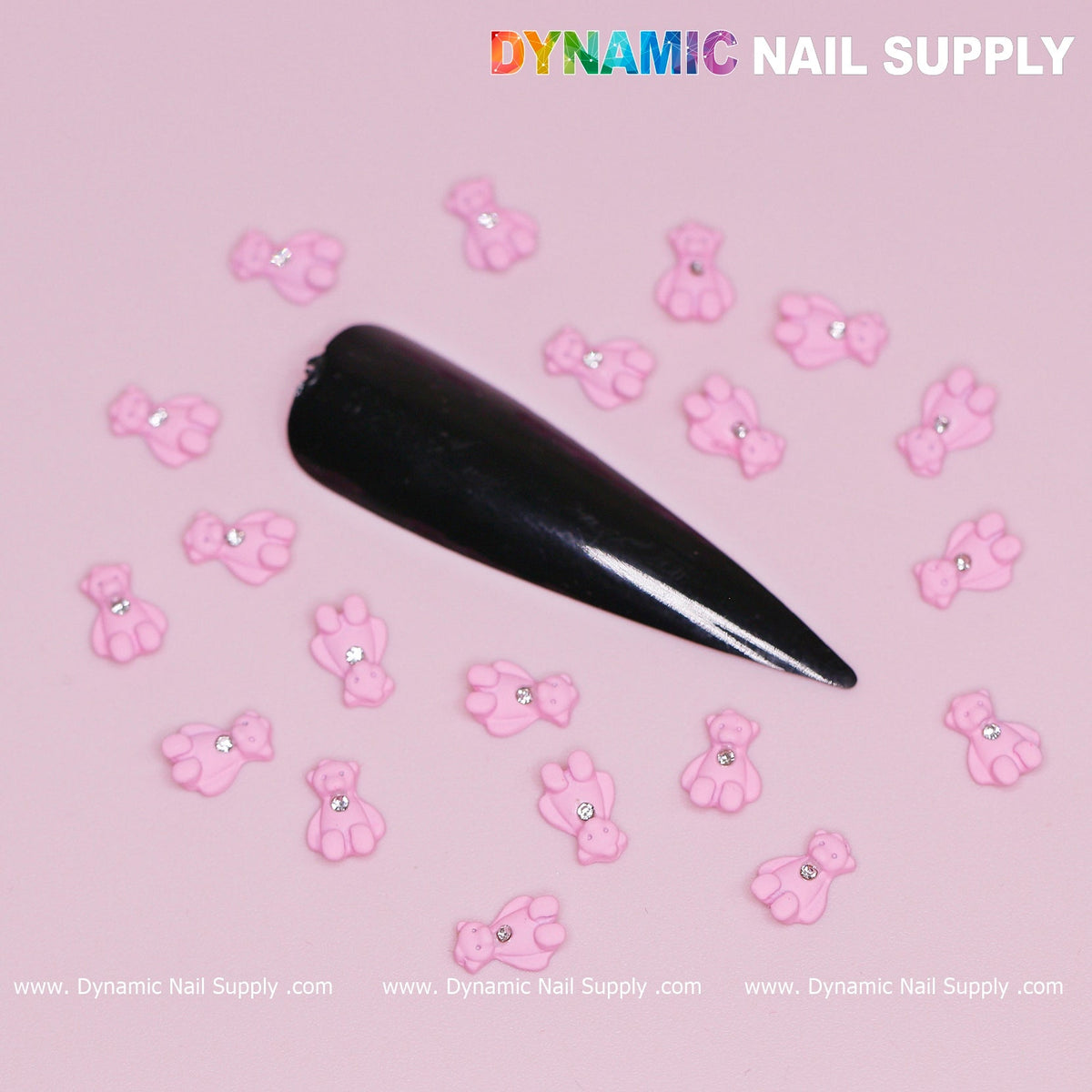 20 pcs Pink Teddy Bear Charm for Valentines Nail Design
