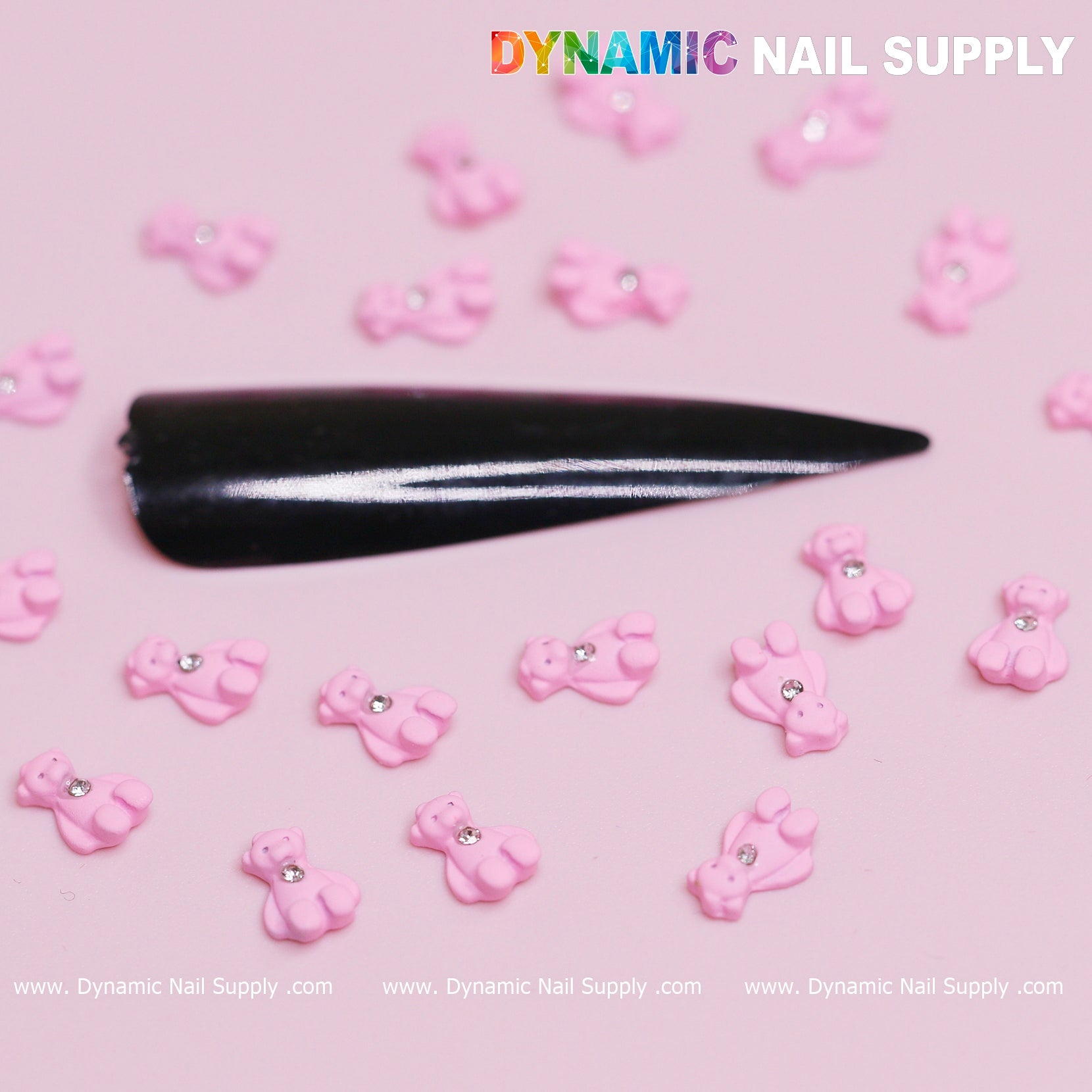 20 pcs Pink Teddy Bear Charm for Valentines Nail Design