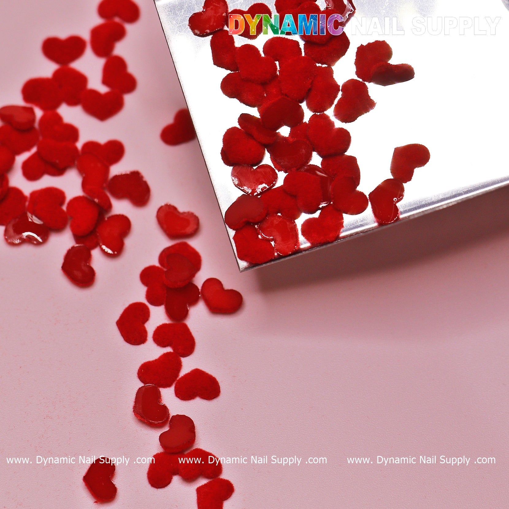 90 pcs Pure Red Resin Heart Shape Charm for Valentine Nails Design