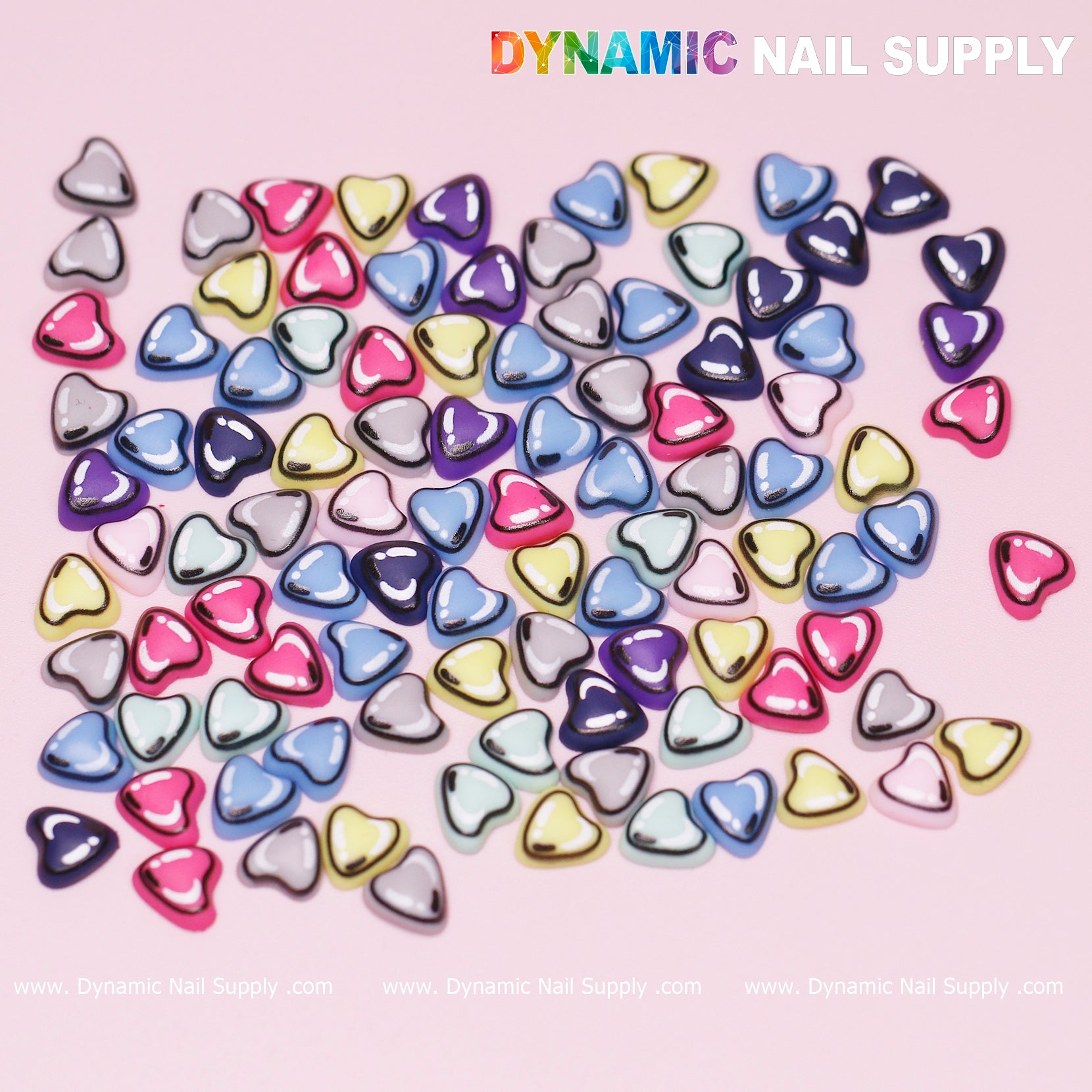 100 pcs Multi Color Resin Heart Shape Charm for Valentine Nails Design