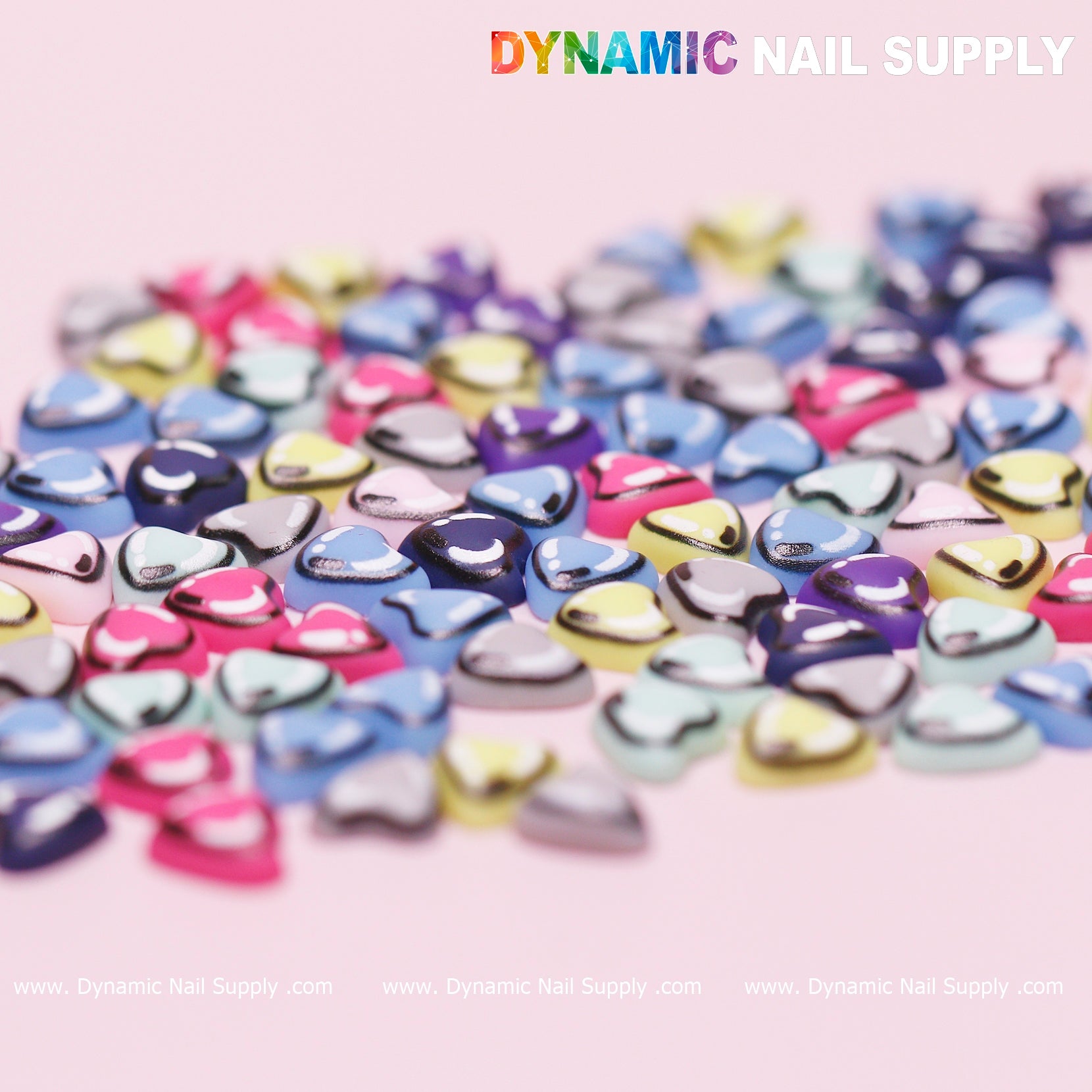 100 pcs Multi Color Resin Heart Shape Charm for Valentine Nails Design