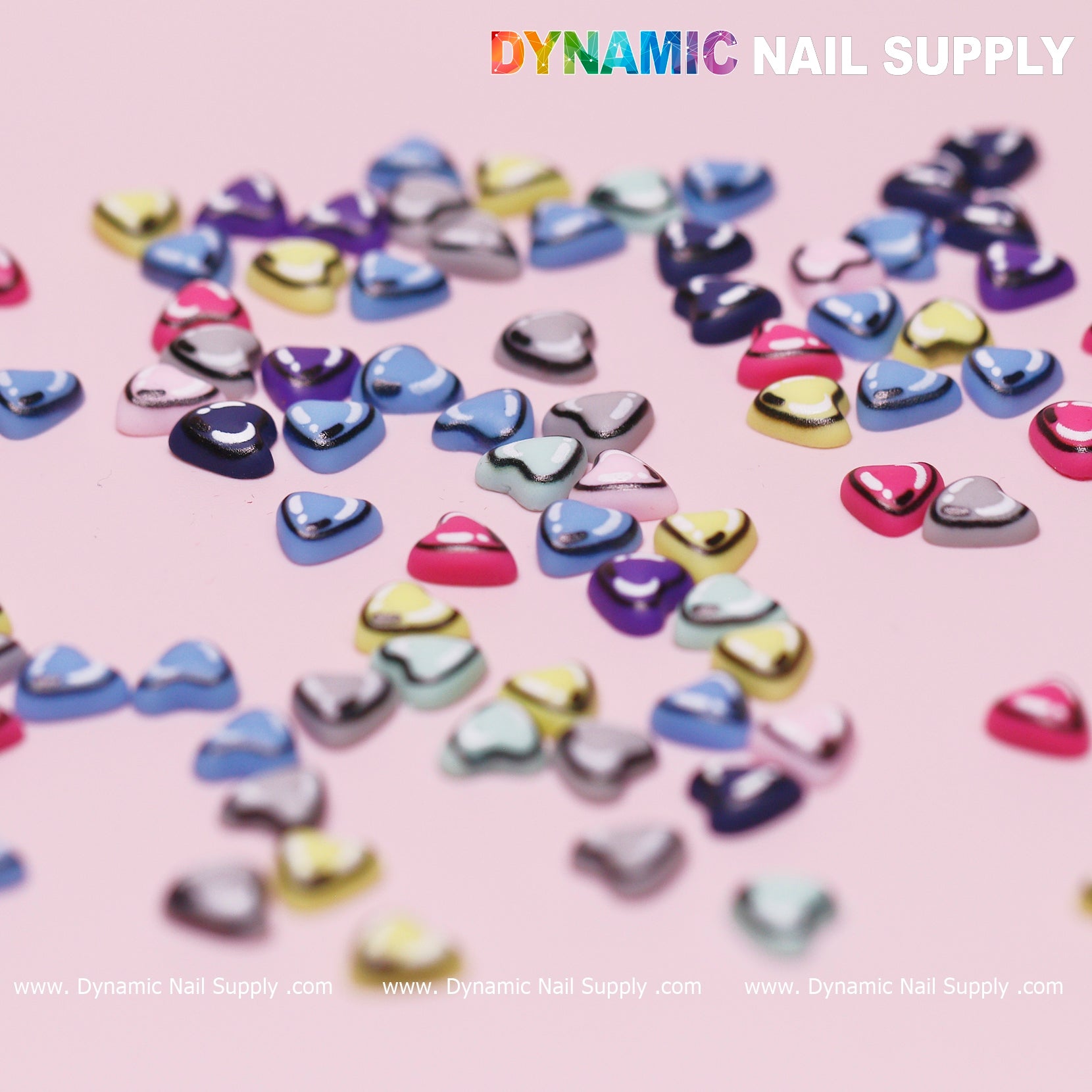 100 pcs Multi Color Resin Heart Shape Charm for Valentine Nails Design