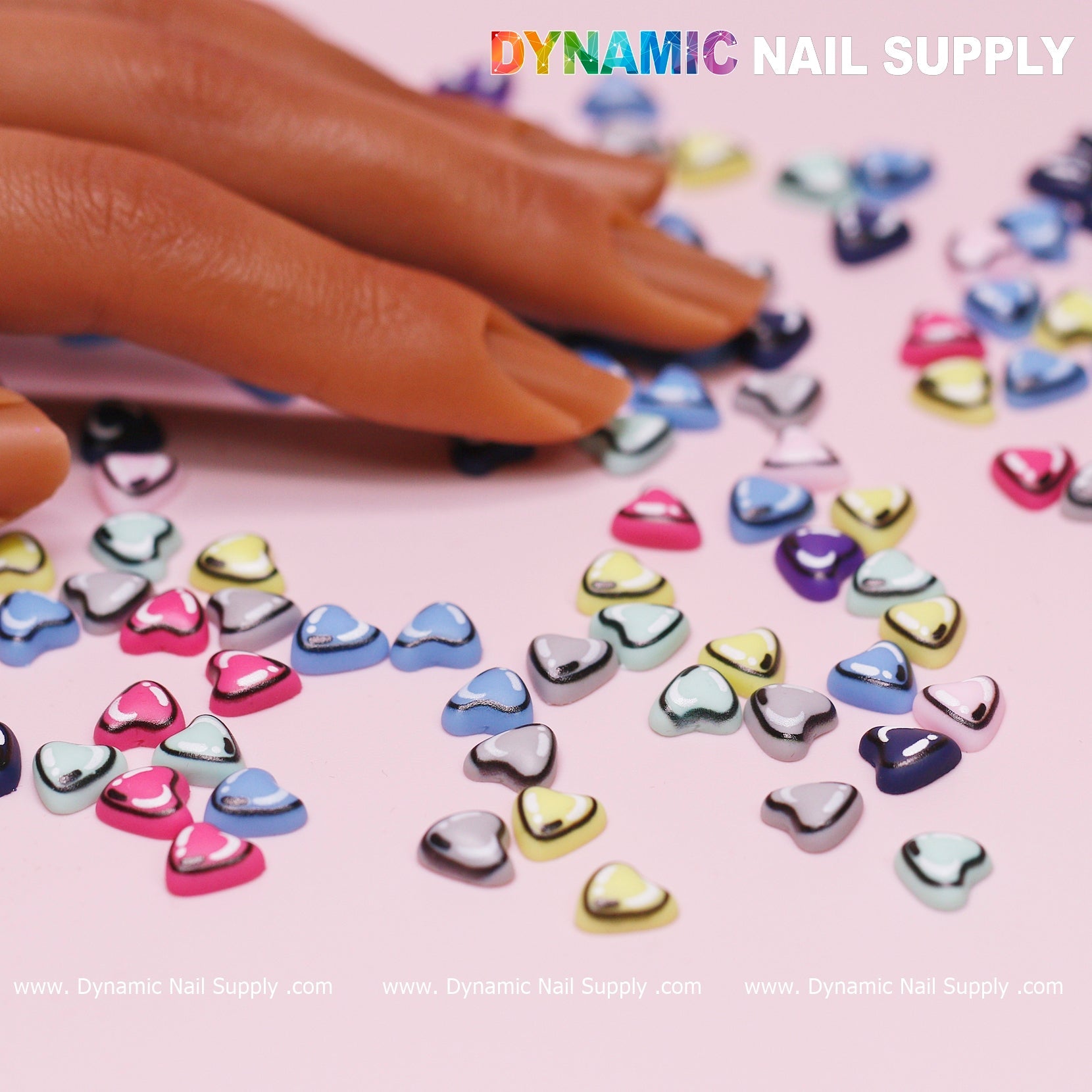100 pcs Multi Color Resin Heart Shape Charm for Valentine Nails Design