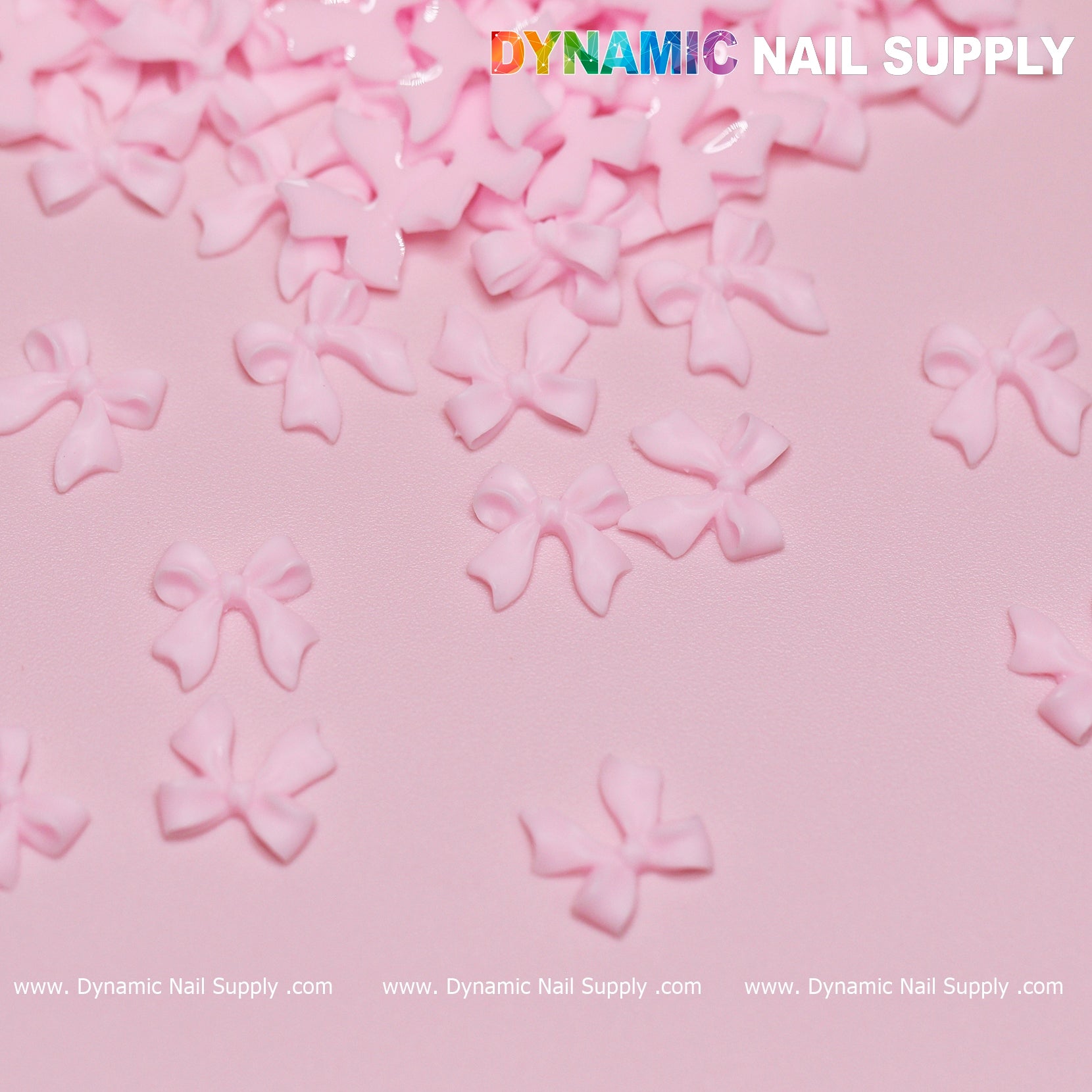 90 pcs Pure Pink Resin Bows Charm for Valentine Nails Design