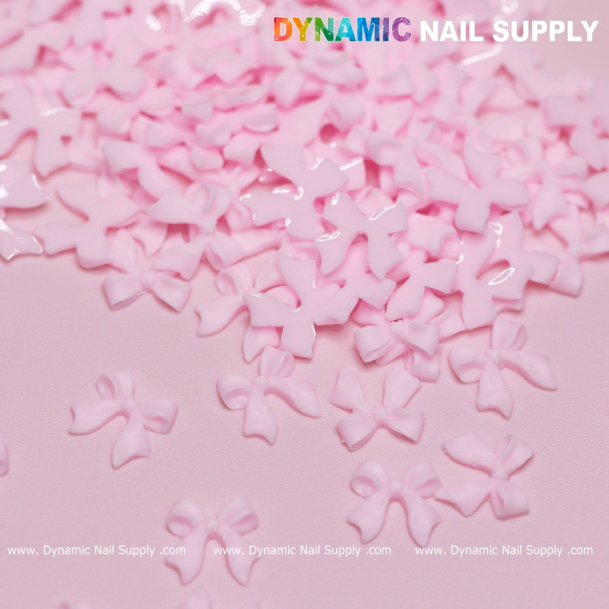 90 pcs Pure Pink Resin Bows Charm for Valentine Nails Design