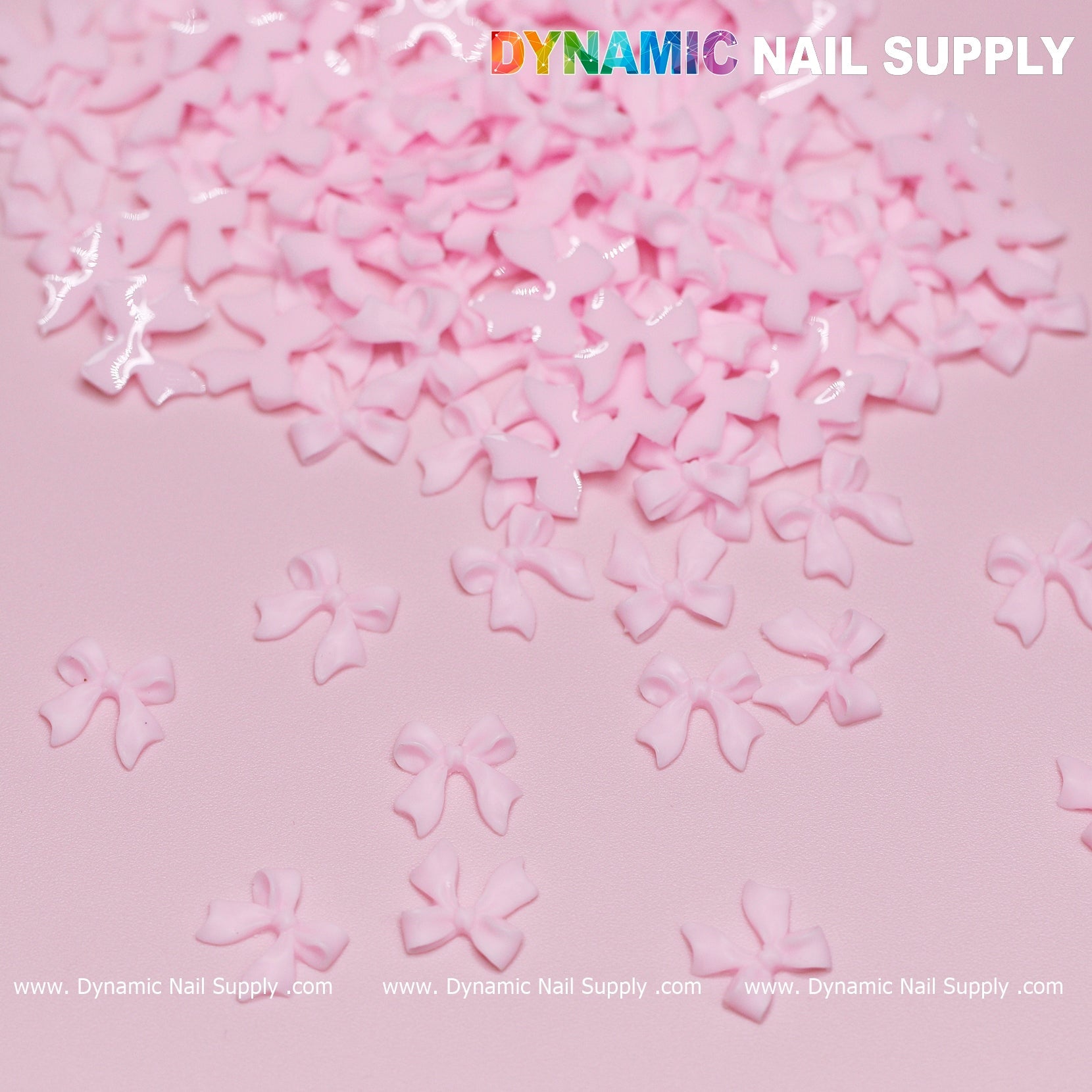 90 pcs Pure Pink Resin Bows Charm for Valentine Nails Design