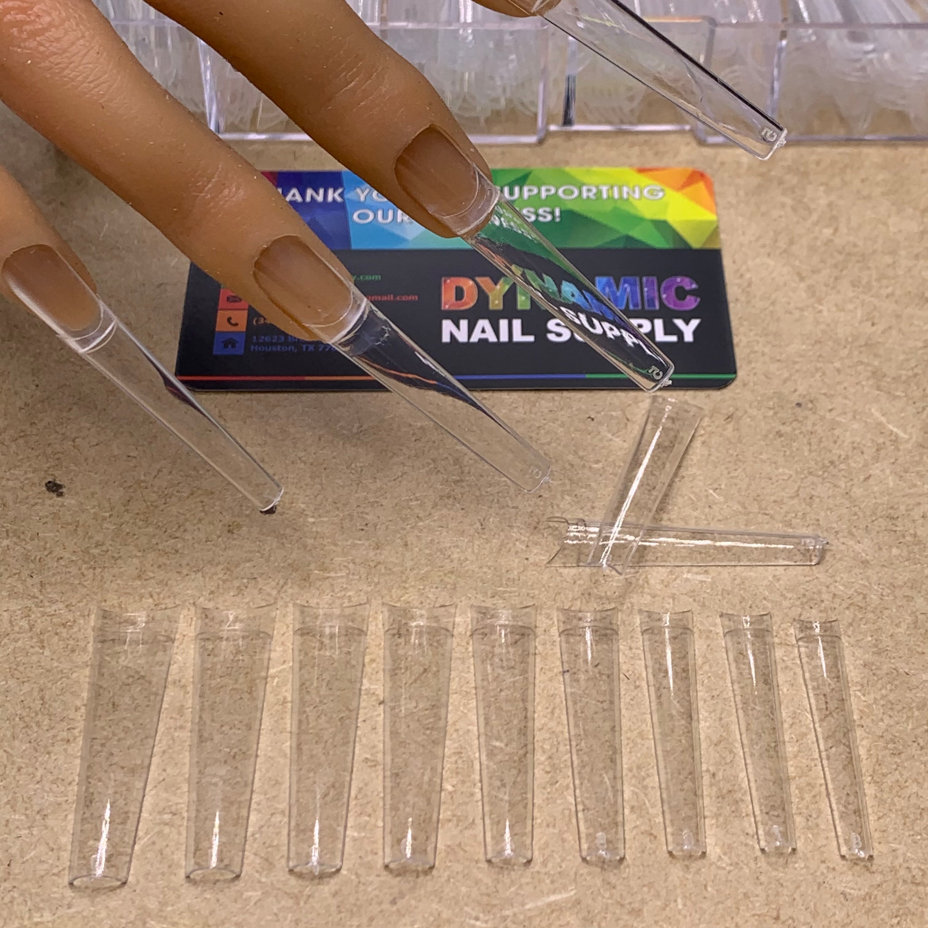 2XL Coffin Nail Tips No C-Curve (box) XXL Extra Long and Very Straight - 500pcs - Clear