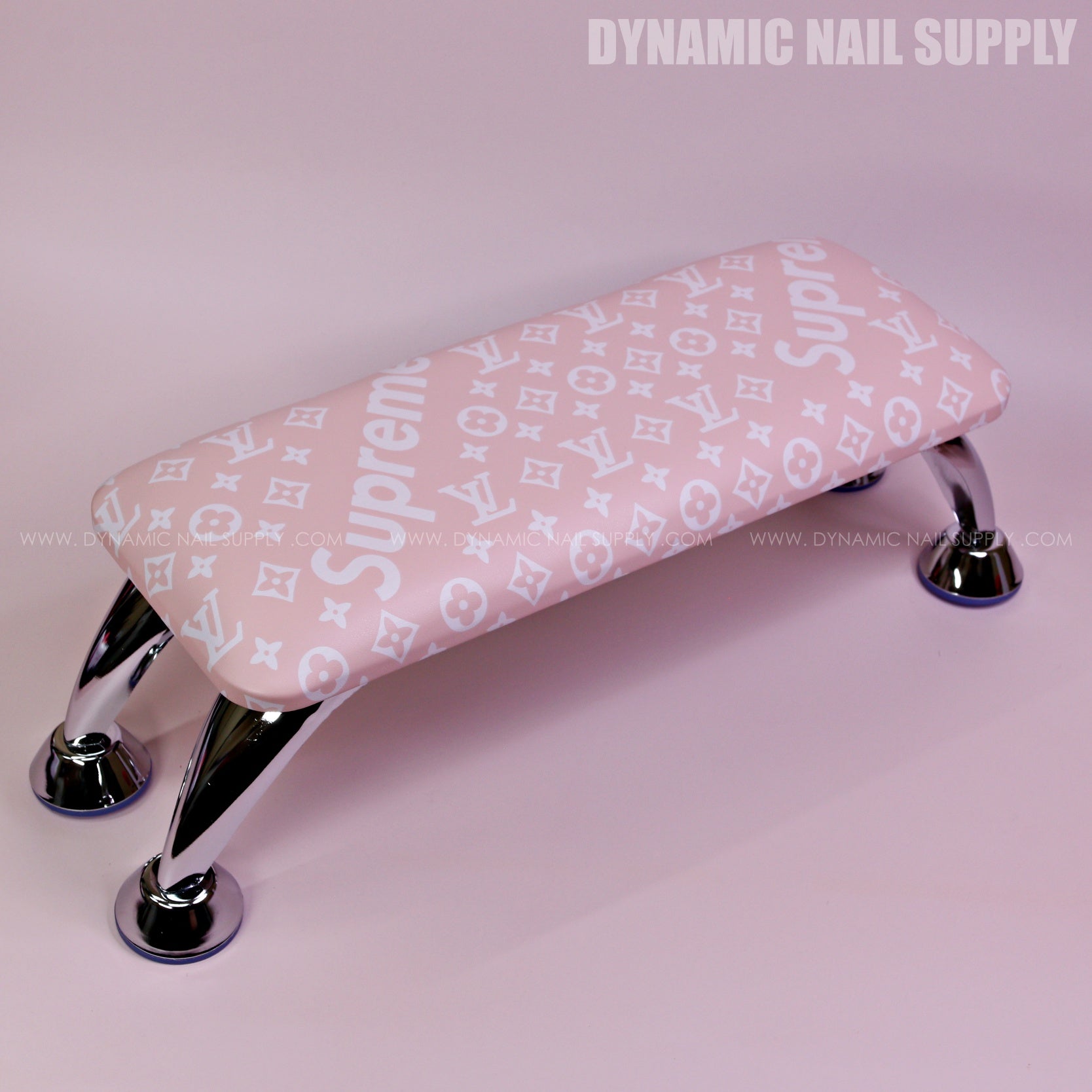 (RA045 - White LV/Spreme Pattern) Leather Armrest with Soft Pad for Pedicure and Manicure (Reposabrazos Para Manicura)