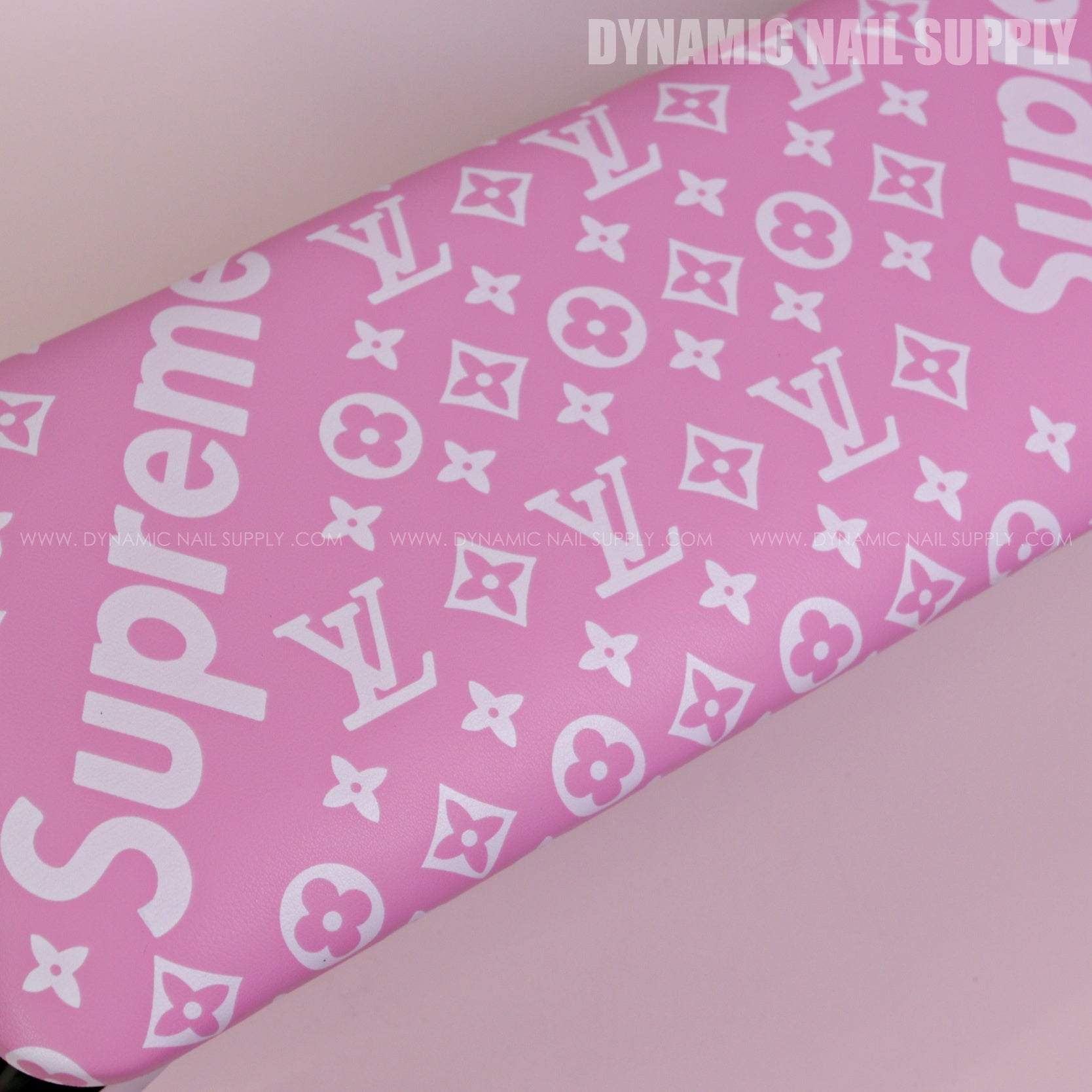 (RA054 - White Spreme/LV Pattern - Pink Base) Handrest for Nail Table Manicure Services (Reposabrazos Para Manicura)