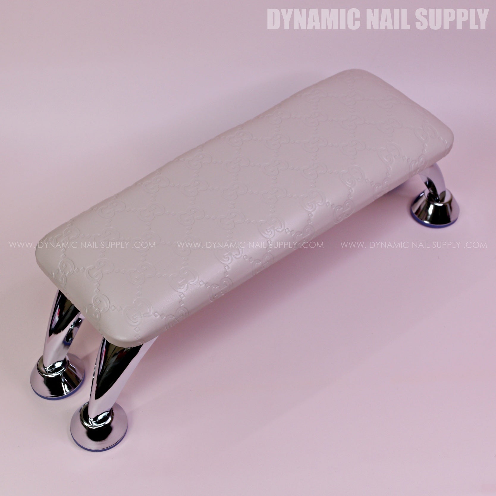 (Large Beige GCi Pattern) Microfiber Leather Armrest with Comfort Cushion for Pedicure and Manicure (Reposabrazos Para Manicura)