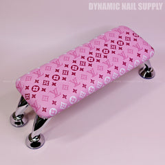 (RA021 - White/Pink LV Pattern - Pink Base) Armrest for Nails Studio Manicure Services (Reposabrazos Para Manicura)