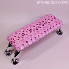 (RA021 - White/Pink LV Pattern - Pink Base) Armrest for Nails Studio Manicure Services (Reposabrazos Para Manicura)