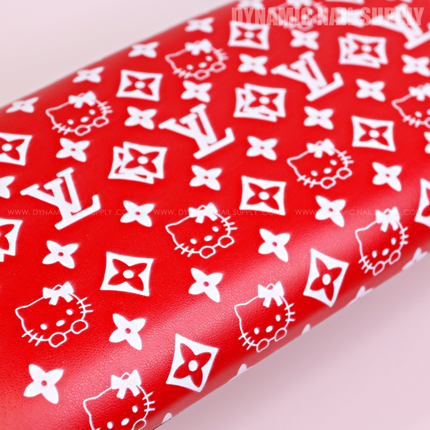 (RA031 - White LV/Kitty Pattern - Red Base) Handrest for Nail Table Manicure and Pedicure Services (Reposabrazos Para Manicura)