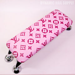 (HLA024 - Pink LV Pattern - Light Pink Base) Armrest for Nail Salon Pedicure Services (Reposabrazos Para Manicura)