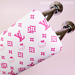 (HLA028 - Cute Pink LV/Kitty Pattern - Leather White Base) Handrest for Nail Table Pedicure Services (Reposabrazos Para Manicura)