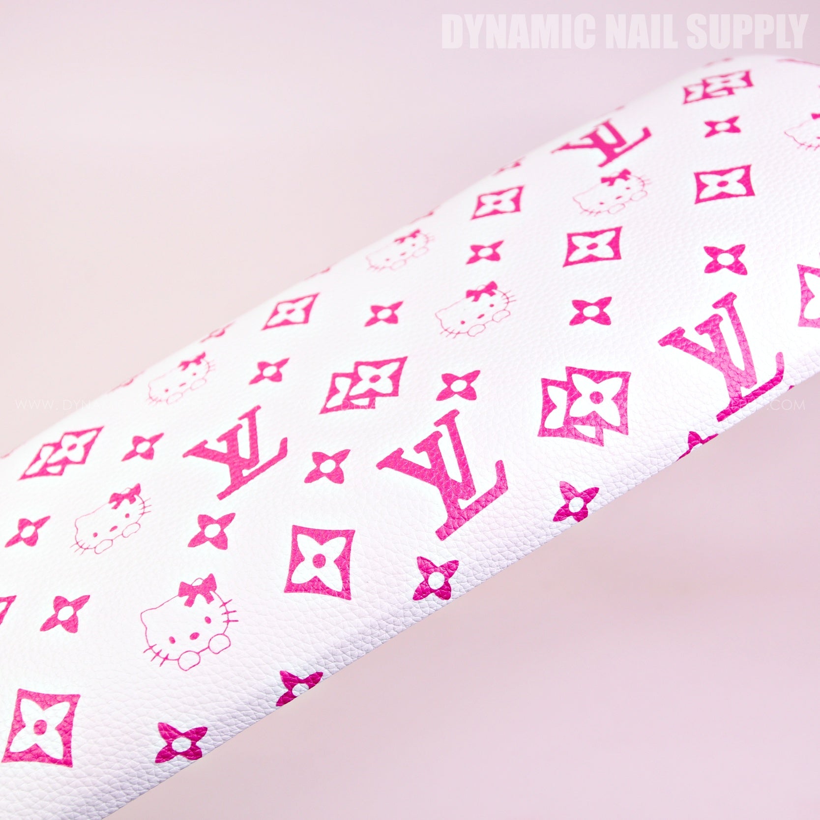 (HLA028 - Cute Pink LV/Kitty Pattern - Leather White Base) Handrest for Nail Table Pedicure Services (Reposabrazos Para Manicura)