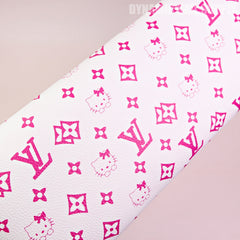(HLA028 - Cute Pink LV/Kitty Pattern - Leather White Base) Handrest for Nail Table Pedicure Services (Reposabrazos Para Manicura)