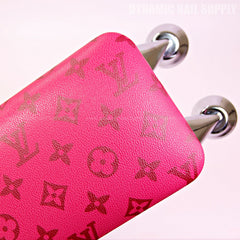 (M006 - Red LV Monogram Pattern) Leather Handrest with Soft Pad for Pedicure and Manicure (Reposabrazos Para Manicura)