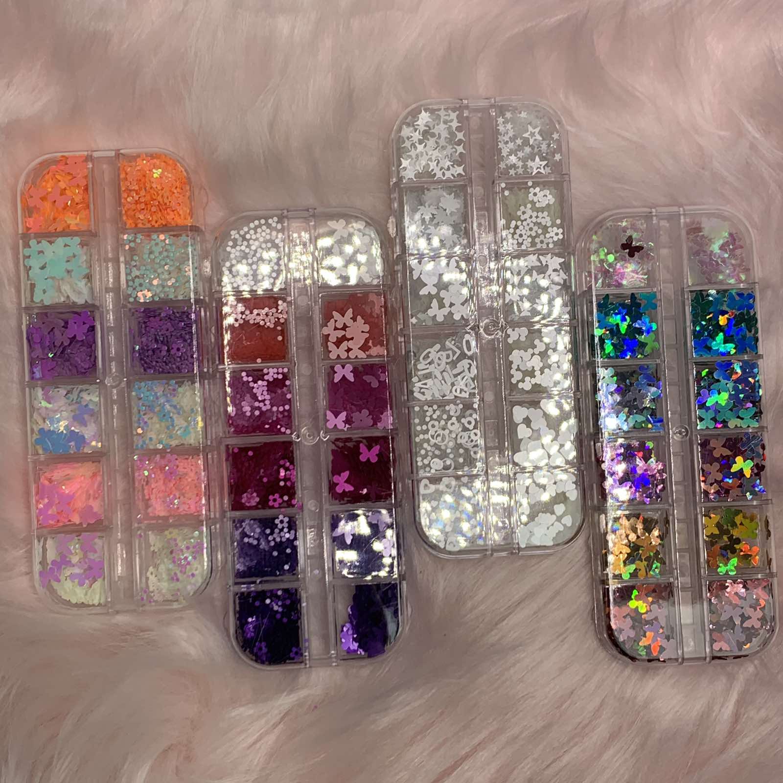Butterfly and Flower sequins for Spring Nails Art design