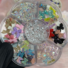 60 pcs Mix-shapes Resin Charms with Pearls for Nails Art Designer