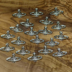 20 pcs Planet Charm for Nails art designer (Silver Crystal rhinestone engraved)